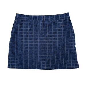 IZOD Golf Skort Athletic Tennis Zip Closure Plaid Grid Blue White | Size 12